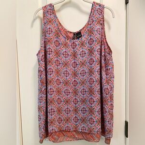 New Directions double layer sleeveless blouse L bust apx 22” length apx 28”
